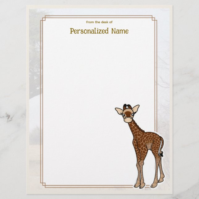En-tête De Lettre Gerry Giraffe Blanc sans doublure (Devant)