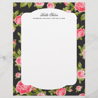 En-tête De Lettre Girly Chic Elegant Vintage Floral Roses frontière