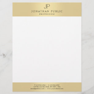 En-tête De Lettre Glamor Faux Gold Élégant Modèle monogramme