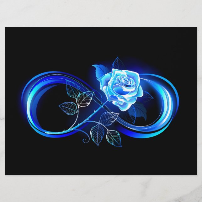 En-tête De Lettre Glowing infinity with blue rose (Devant)