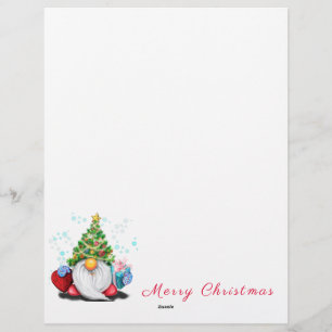 En-tête De Lettre Gnome avec Casquette d'arbre de Noël et en-tête ca