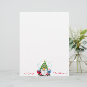 En-tête De Lettre Gnome avec Casquette d'arbre de Noël et en-tête ca