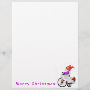 En-tête De Lettre Gnome de Noël avec en-tête Vélo et Cadeau