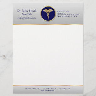 En-tête De Lettre Gold Blue Professional Médicale Caduceus