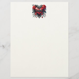 En-tête De Lettre Gothic Heart Valentine Letterhead