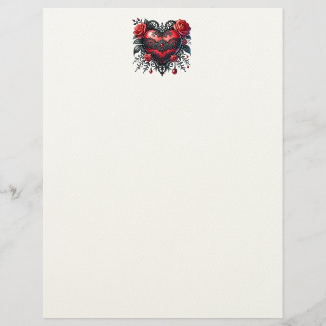 En-tête De Lettre Gothic Heart Valentine Letterhead (Devant)