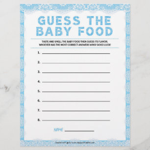 En-tête De Lettre Guess The Baby Food [Dentelle de luxe [Bleu]