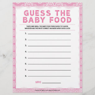 En-tête De Lettre Guess The Baby Food [Dentelle De Luxe [Rose]