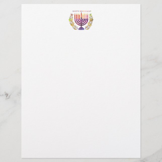 En-tête De Lettre Happy Hanoukka Letterhead (Devant)