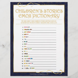 En-tête De Lettre Histoires d'enfants Emoji Pictionary [Bleu d'or]