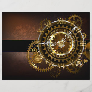 En-tête De Lettre Horloge Steampunk avec des engrenages anciens