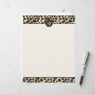 En-tête De Lettre Impression d'animal léopard avec monogramme en fau