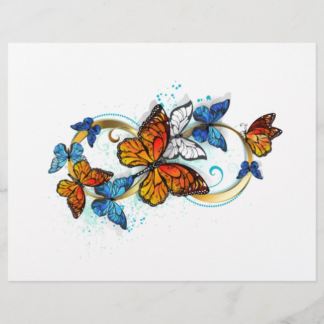 En-tête De Lettre Infinité de papillons monarques (Devant)