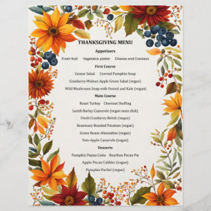 En-tête De Lettre Invitation de menu Thème d'automne Fleurs & Baies