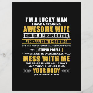 En-tête De Lettre J'Ai Une Femme Merveilleuse Et Un Pompier.