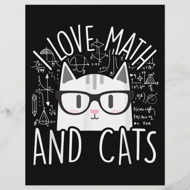 En-tête De Lettre J'Aime Les Maths Et Les Chats Cute Kitty Chat (Devant)