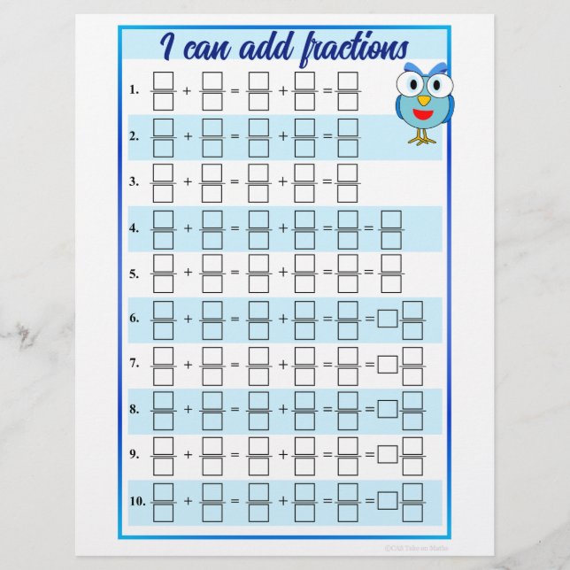 En-tête De Lettre Je peux ajouter et soustraire des Modèles de fract (Devant)