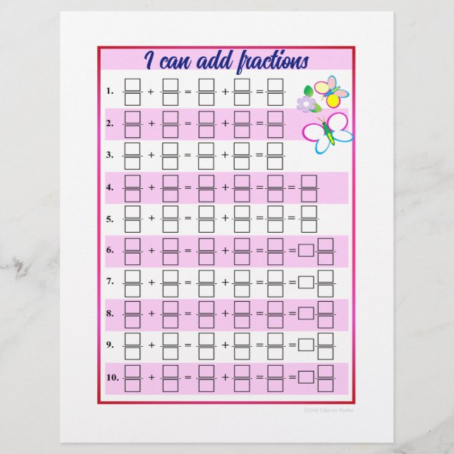 En-tête De Lettre Je peux ajouter et soustraire des Modèles de fract (Devant)