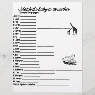 EN-TÊTE DE LETTRE JEU D'ANIMAUX BÉBÉ ET MAMAN