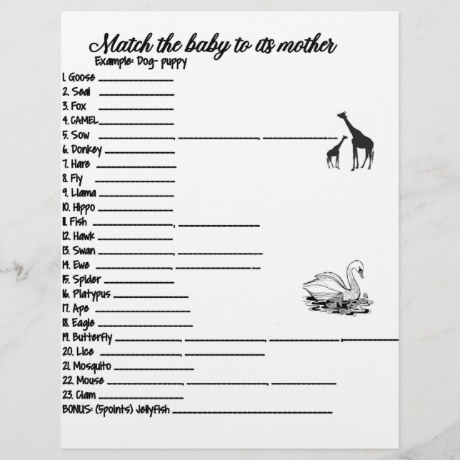 EN-TÊTE DE LETTRE JEU D'ANIMAUX BÉBÉ ET MAMAN (Devant)