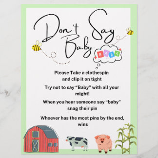 En-tête De Lettre jeu de baby shower "ne dites pas bébé" animaux de
