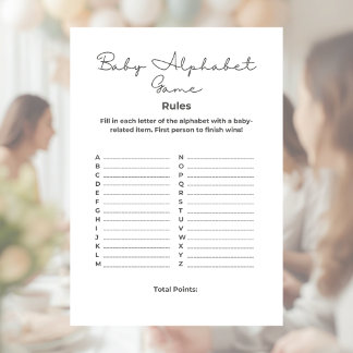 En-tête De Lettre Jeu de l'alphabet pour Baby Shower