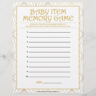 En-tête De Lettre Jeu de mémoire pour bébé [Lignes dorées]
