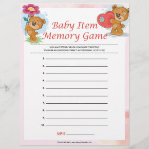 En-tête De Lettre Jeu de mémoire pour bébé [Nounours]
