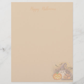 En-tête De Lettre Joli fantôme d'Halloween avec chapeau de sorcière