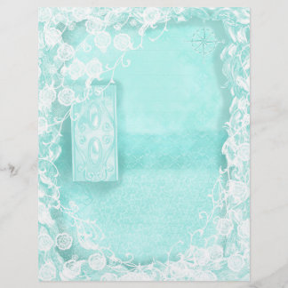 En-tête De Lettre Journal déco Aqua et Dentelle