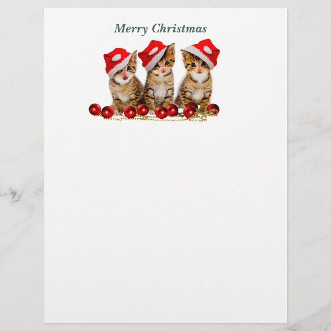 En-tête De Lettre Joyeux félins de Noël (Devant)