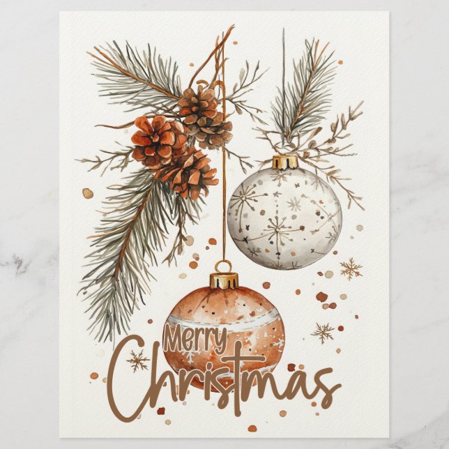 En-tête De Lettre Joyeux Noël Rustique Salutation (Devant)