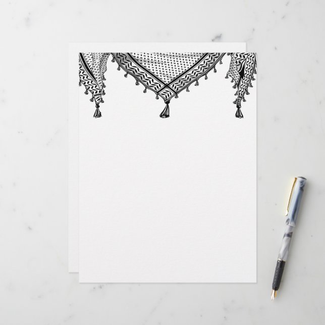 En-tête De Lettre Keffiyeh Écharpe palestinienne tissu traditionnel (Devant/Arrière en situation)