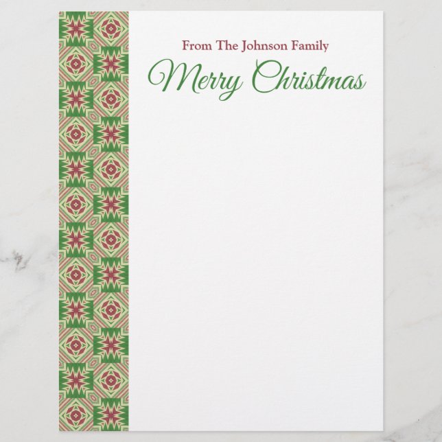 En-tête De Lettre Kente Cloth Kaleidoscope Maron Rouge Vert Vacances (Devant)