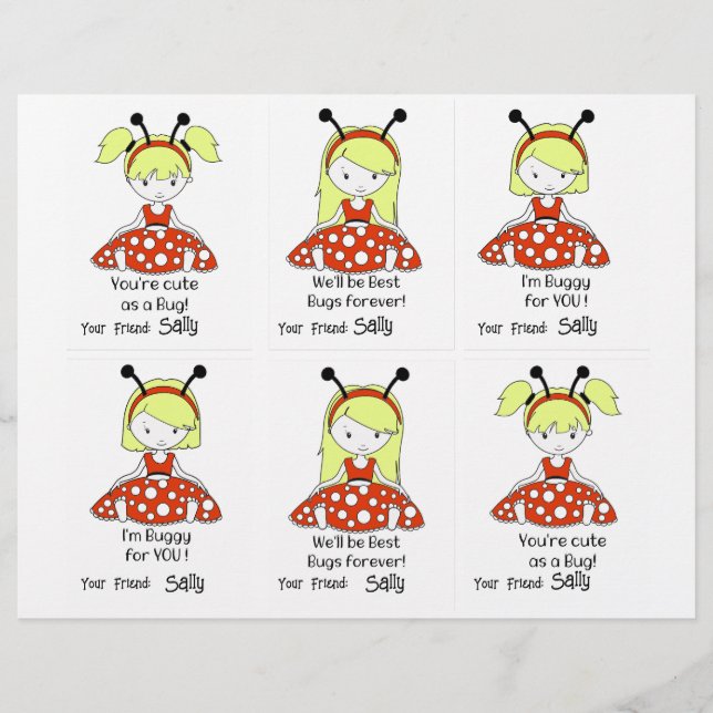 En-tête De Lettre Ladybug Class Cards 6 Personnaliser le nom (Devant)