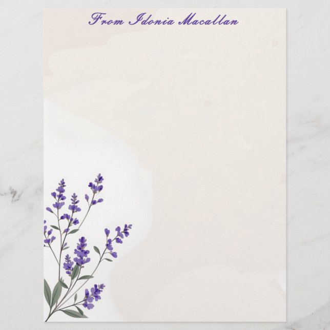 En-tête De Lettre Lavender Sprig (Devant)