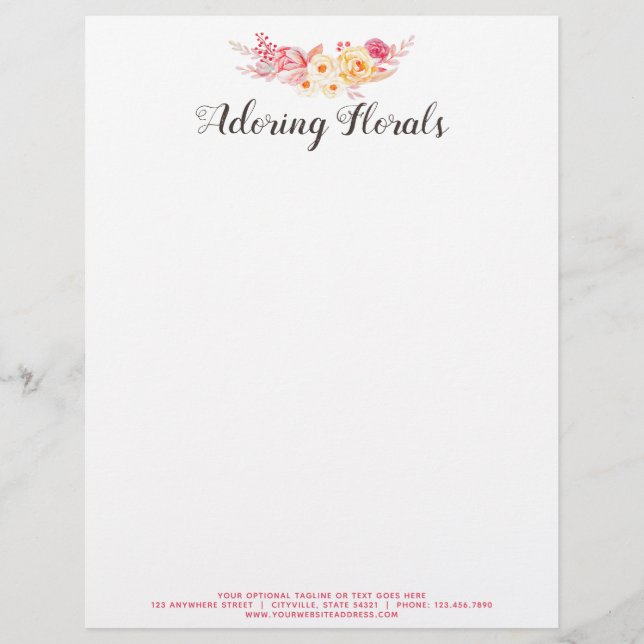 En-tête De Lettre Le cru rustique de roses chics minables rougissent (Devant)