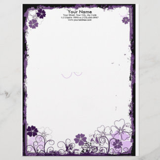 En-tête De Lettre le pourpre grunge fleurit l'en-tête de lettre