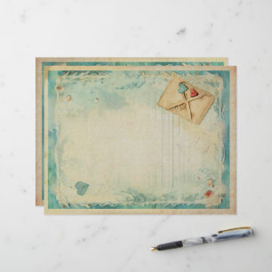En-tête De Lettre LETTRE D'AMOUR Bleue Ephémère Vintage No1