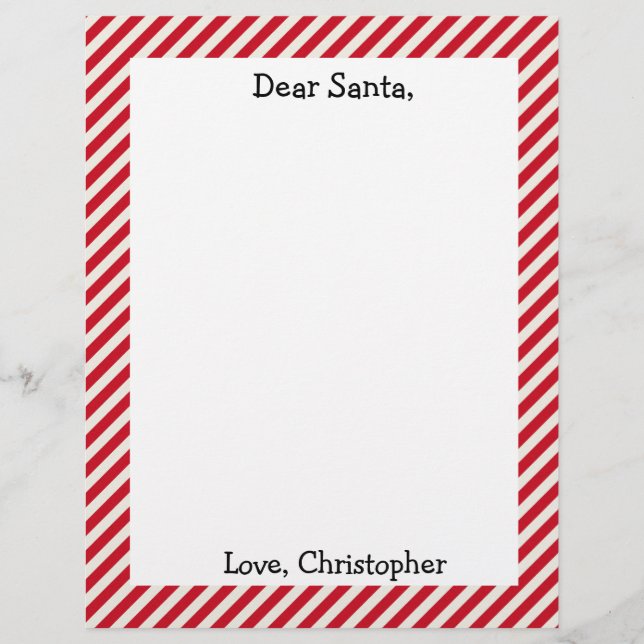 En-tête De Lettre Lettre personnalisée rouge et blanc à Père Noël (Devant)