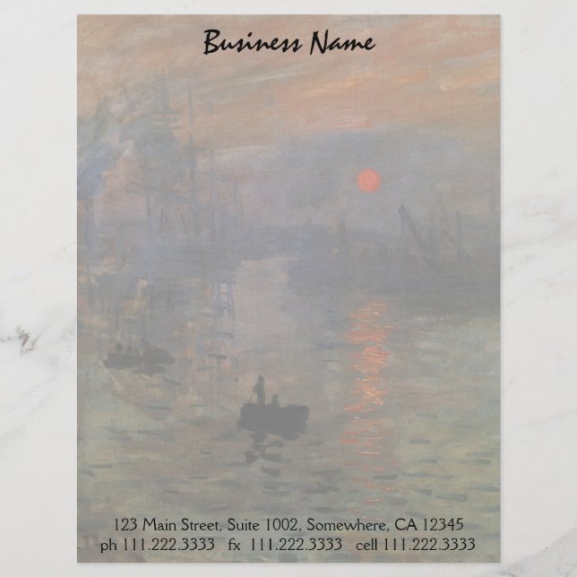 En-tête De Lettre Lever de soleil d'impression par Claude Monet, art (Devant)