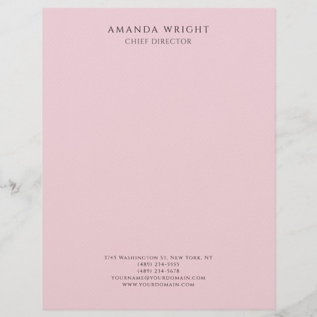 En-tête De Lettre Light Pink Plain Attractive Stylish Business (Devant)