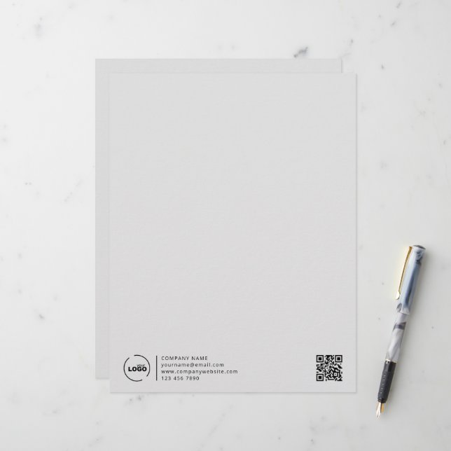 En-tête De Lettre Logo d'entreprise moderne QR Code gris (Devant/Arrière en situation)