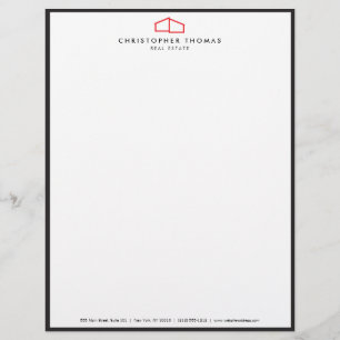 En-tête De Lettre Logo d'habitation moderne Immobilier, Realtor Roug