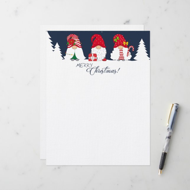 En-tête De Lettre Lutins de Noël (Devant/Arrière en situation)