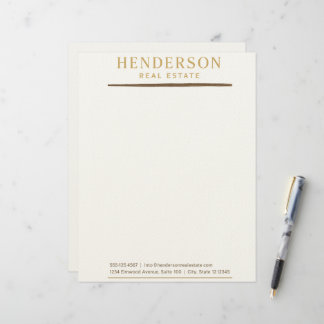En-tête De Lettre Luxe Moderne Chic Gold & Mahogany Design (8,5x11)