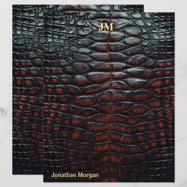 En-tête De Lettre Luxury Executive Monogram Premium Leather  (Devant / Derrière)