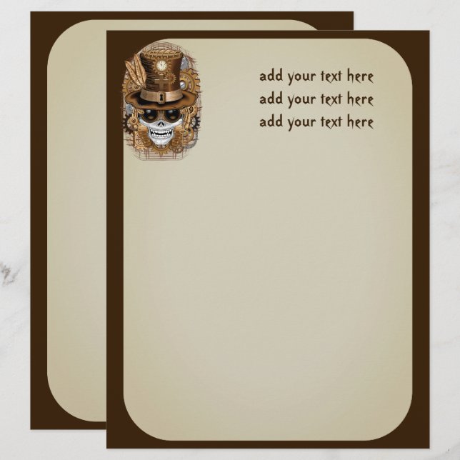 En-tête De Lettre Machine rétro Voodoo à vapeur crâne (Devant / Derrière)