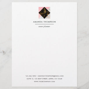 En-tête De Lettre Marbre chic et Foil géométrique