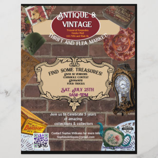 En-tête De Lettre Marché et flyer d'événement d'antiquités et de vin